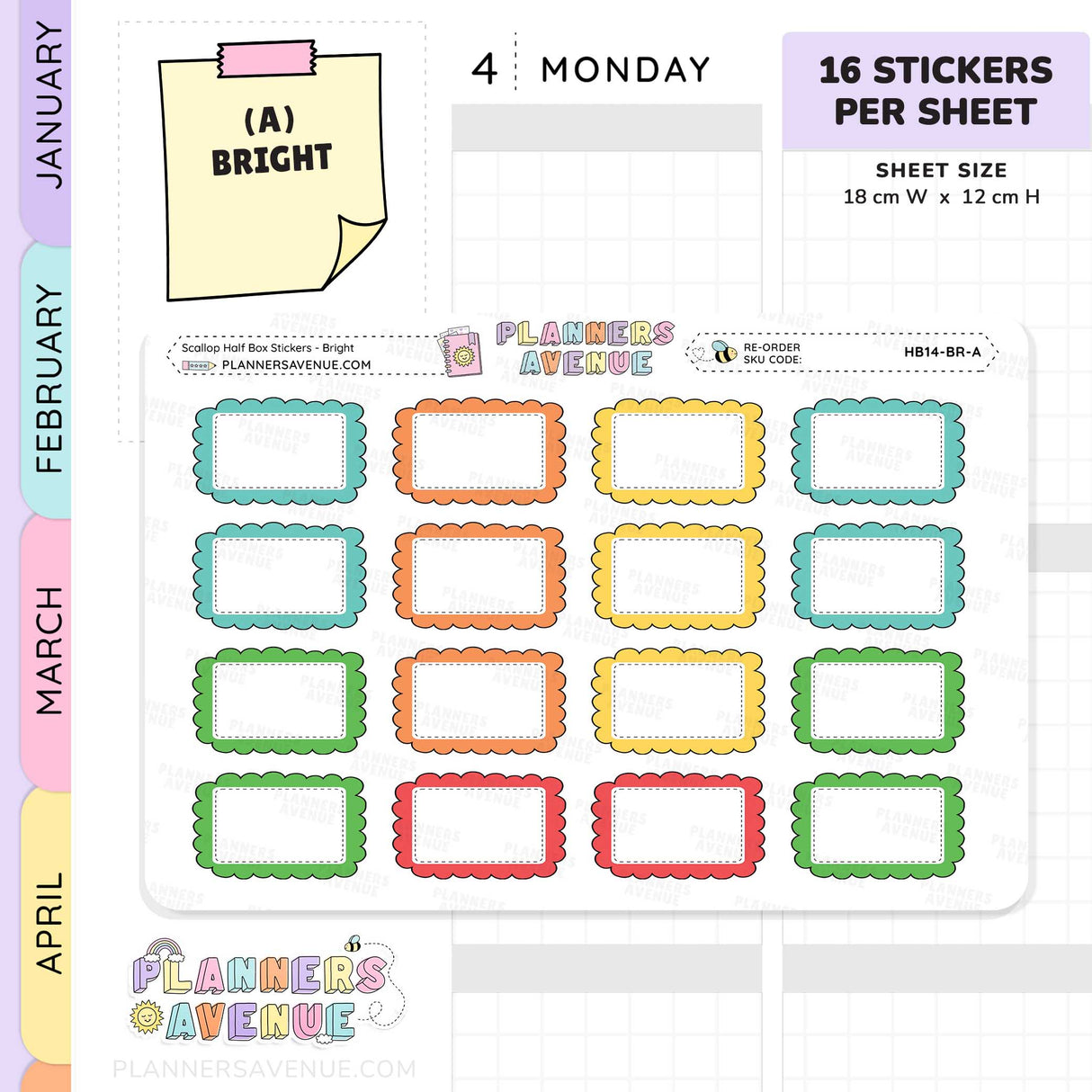 Scallop Half Box Planners Stickers