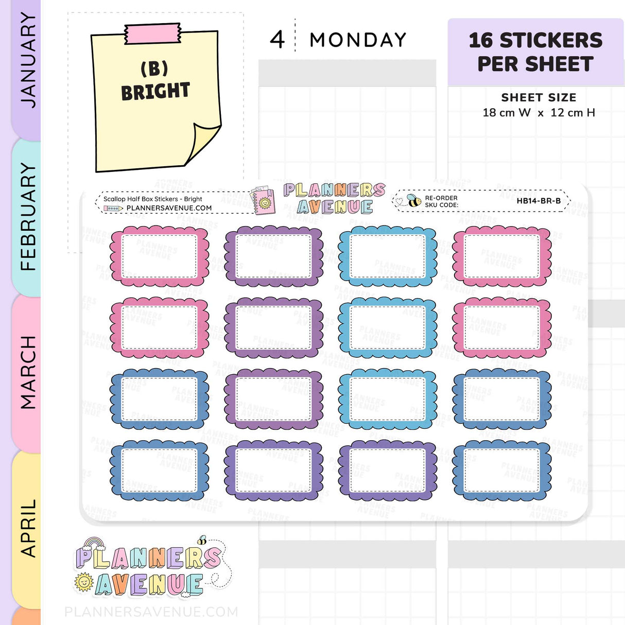 Scallop Half Box Planners Stickers