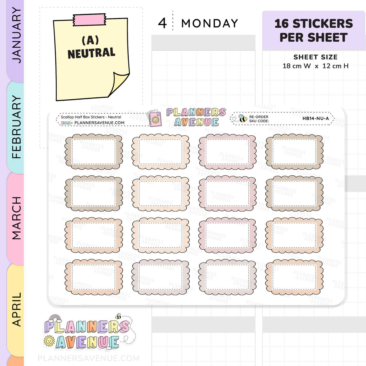 Scallop Half Box Planners Stickers