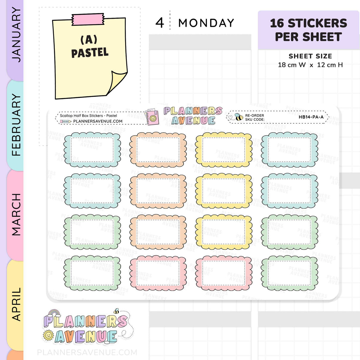 Scallop Half Box Planners Stickers