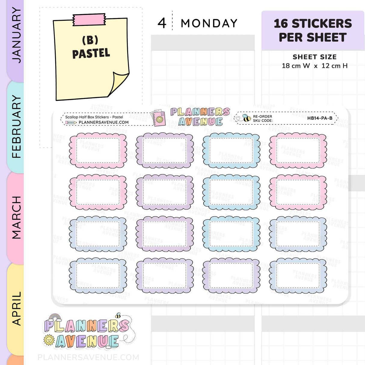 Scallop Half Box Planners Stickers