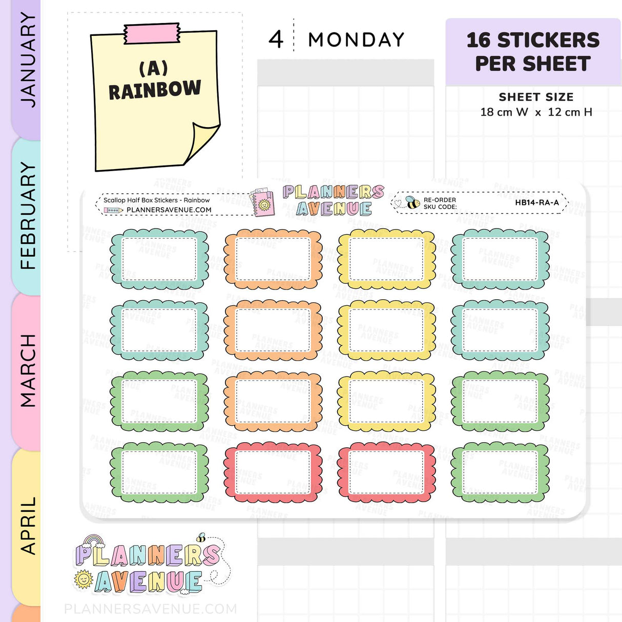 Scallop Half Box Planners Stickers