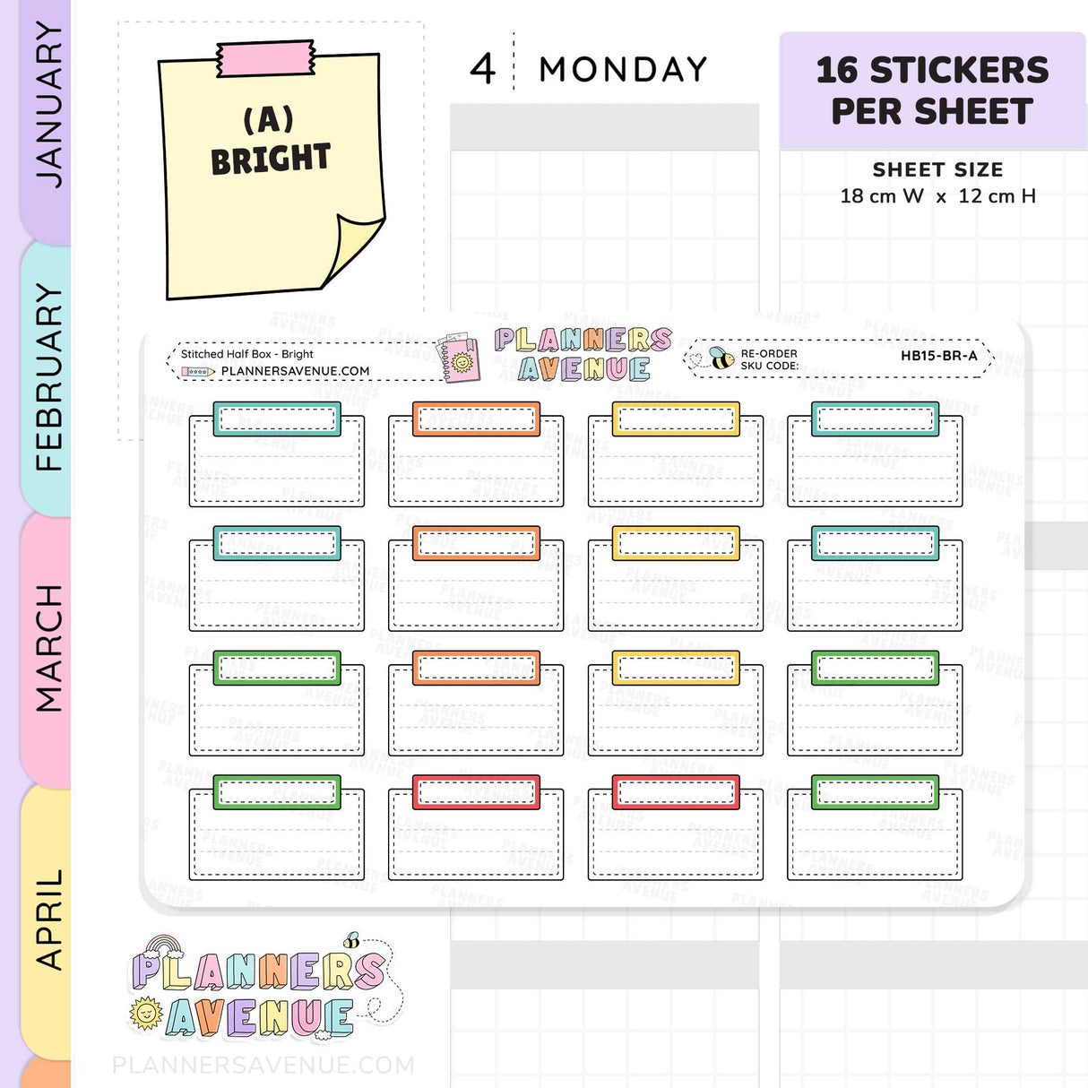 Stitched Half Box Planner Stickers