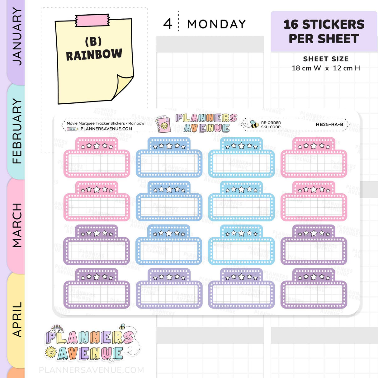 Movie Marquee Tracker Planner Stickers
