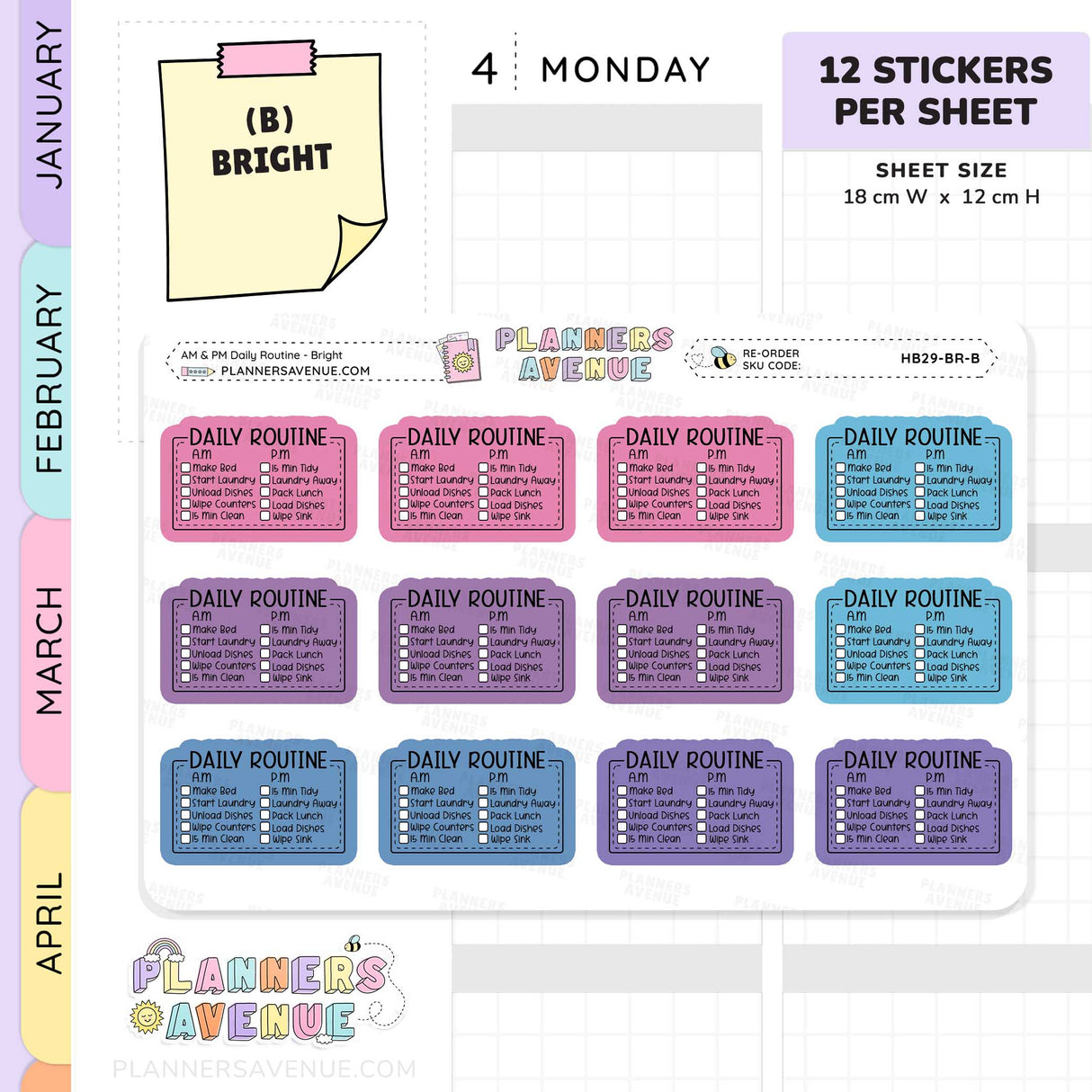 Daily Routine Planner Stickers - Checklist Box