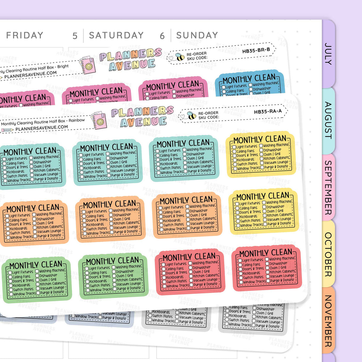 Monthly Cleaning Planner Stickers - Checklist Box