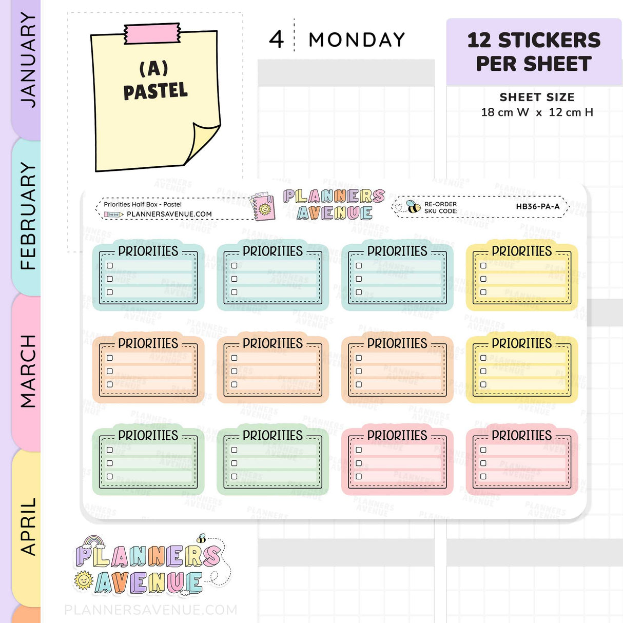 Priorities Planner Stickers - Checklist Box
