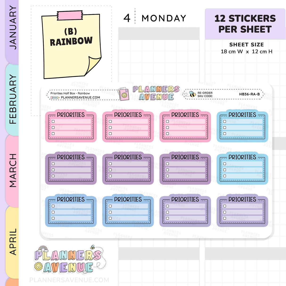 Priorities Planner Stickers - Checklist Box