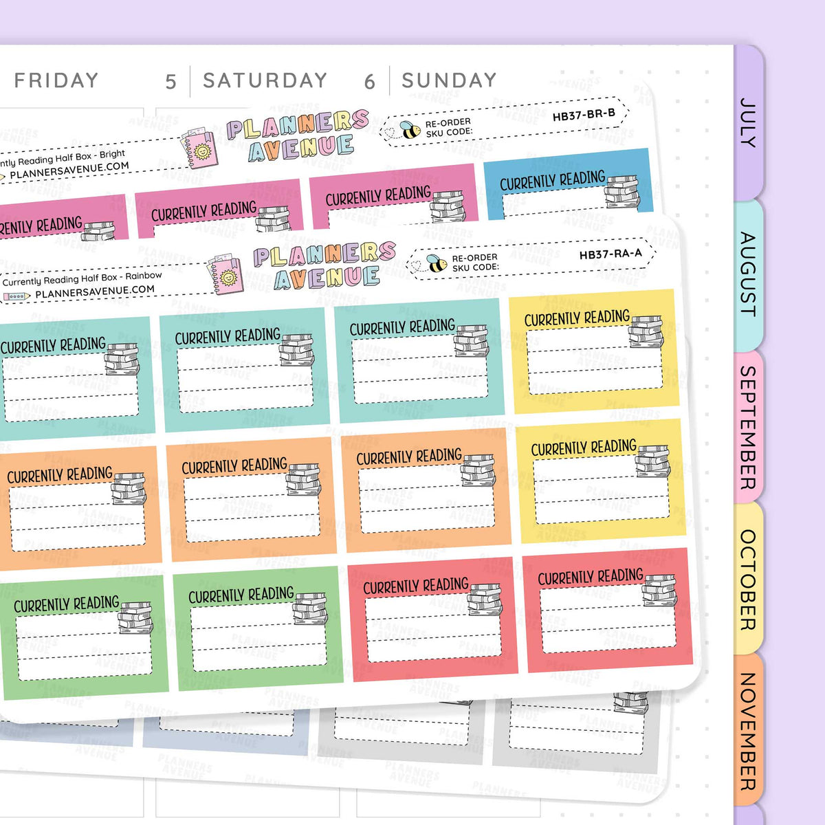 Currently Reading Planner Stickers - Half Box