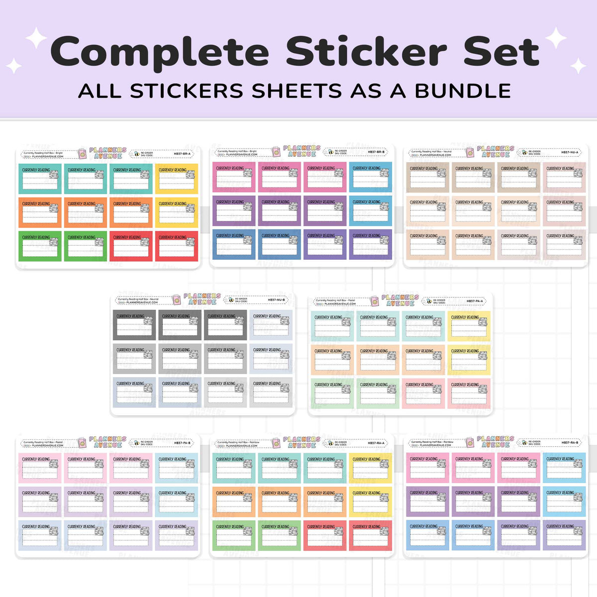 Currently Reading Planner Stickers - Half Box
