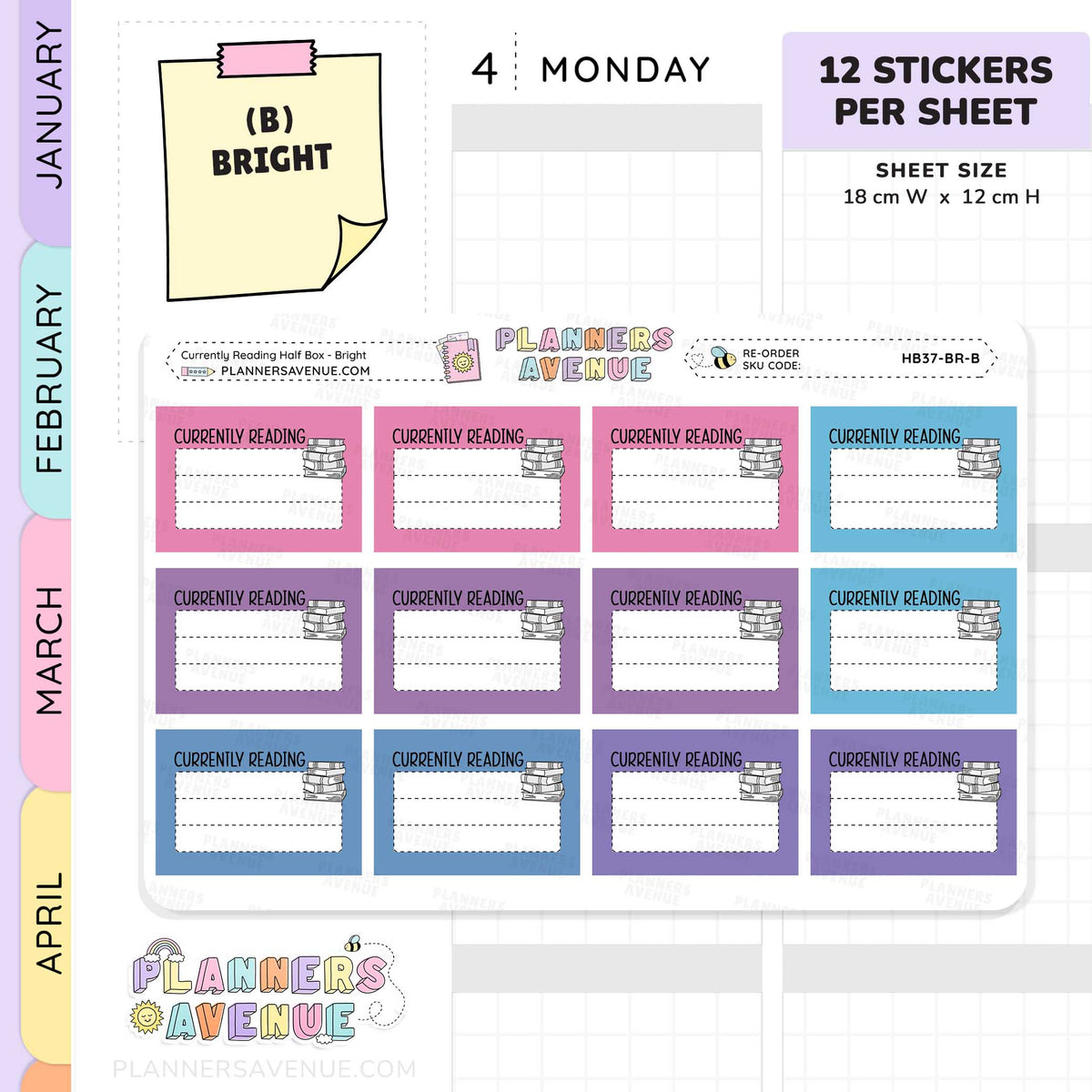 Currently Reading Planner Stickers - Half Box