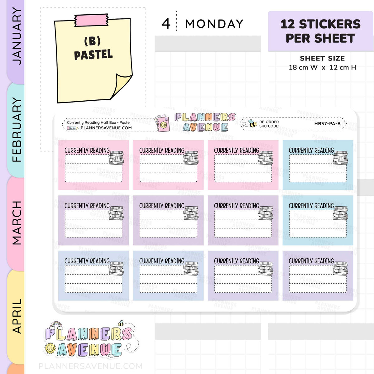 Currently Reading Planner Stickers - Half Box