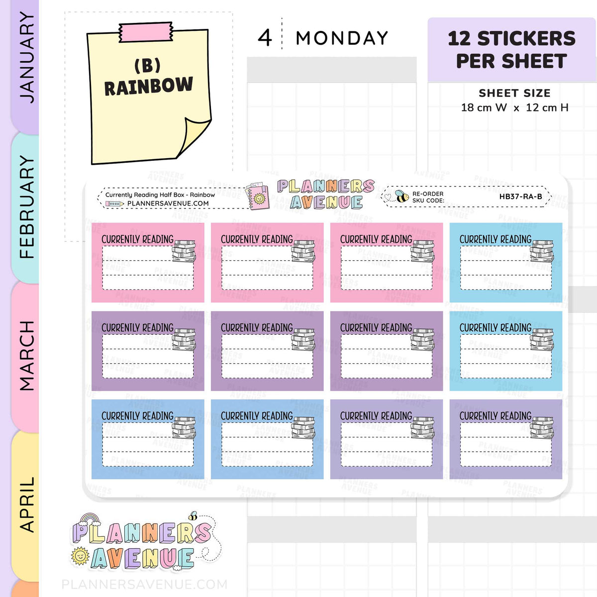 Currently Reading Planner Stickers - Half Box