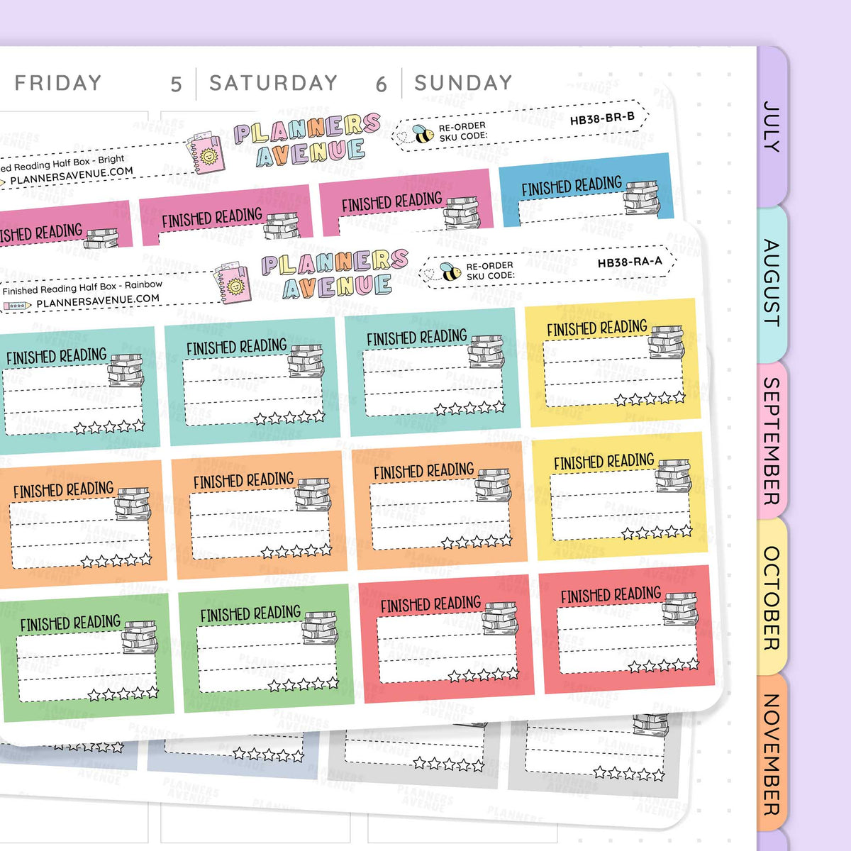 Finished Reading Planner Stickers - Half Box