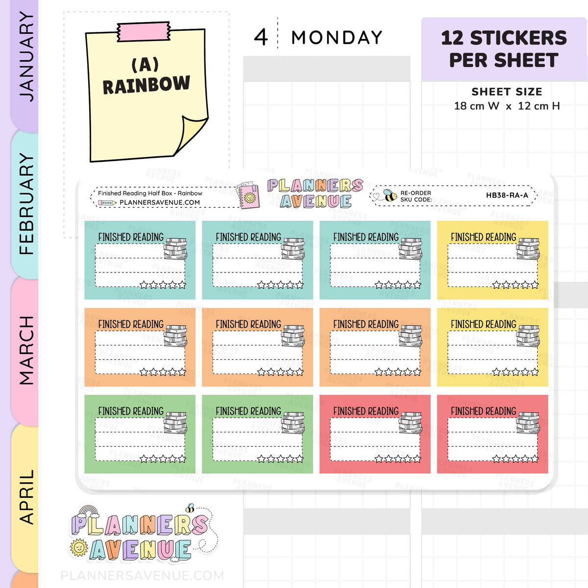 Finished Reading Planner Stickers - Half Box