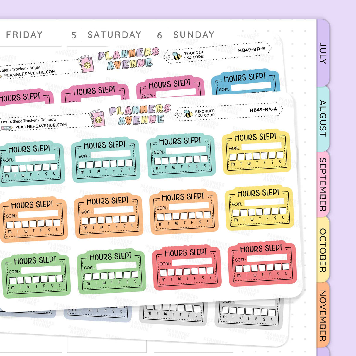 Hours Slept Habit Tracker Planner Stickers