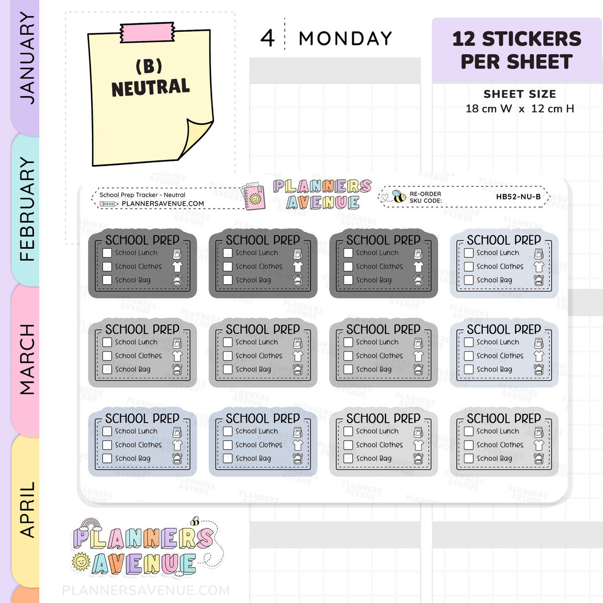 School Prep Planner Stickers