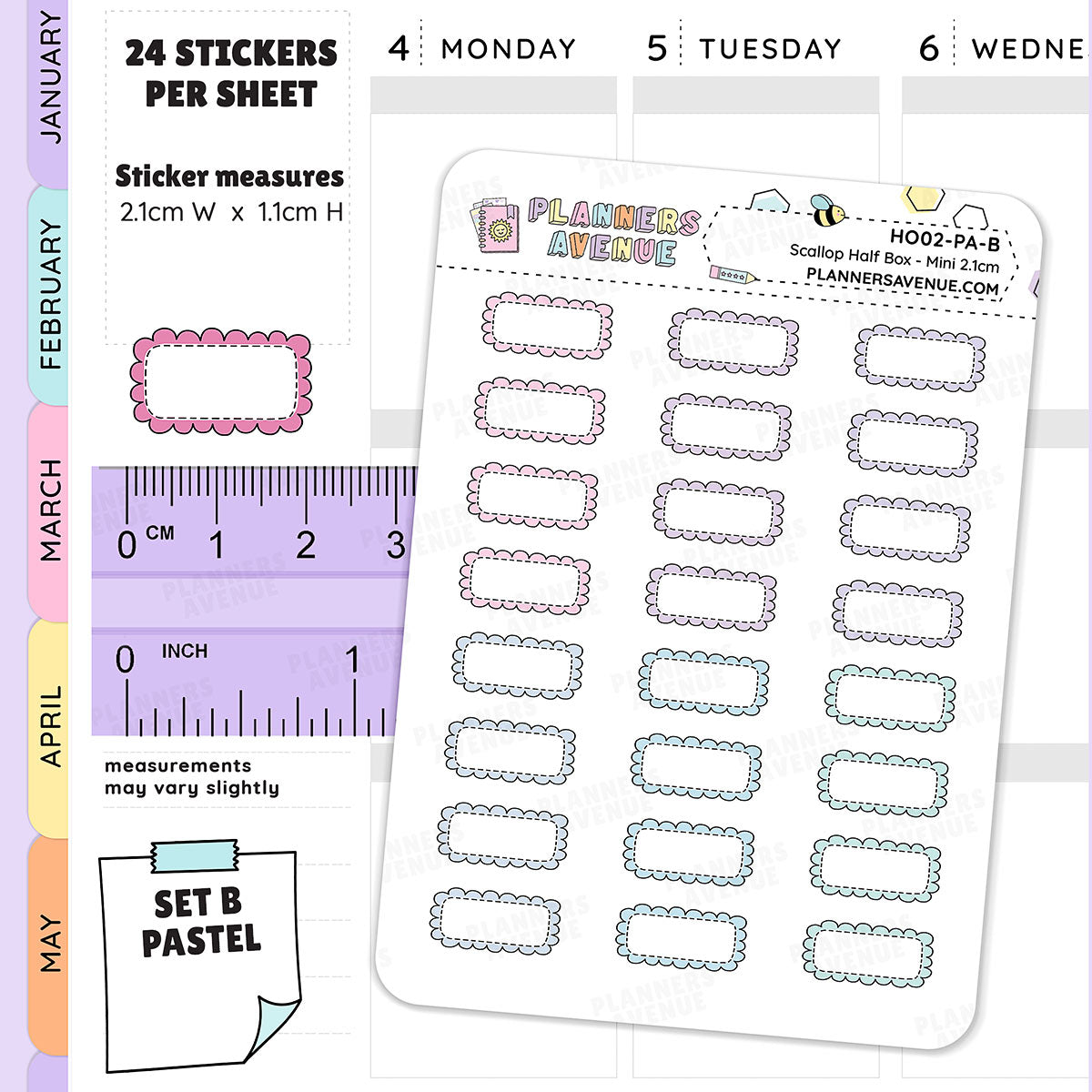 Hobonichi Scalloped Half Box Stickers