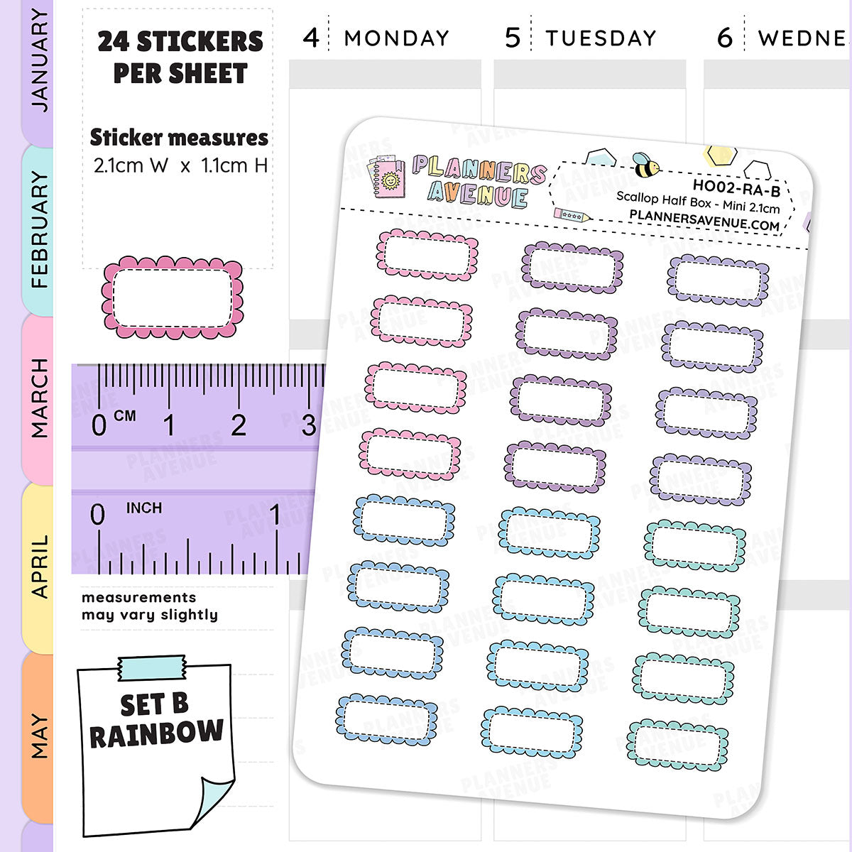 Hobonichi Scalloped Half Box Stickers