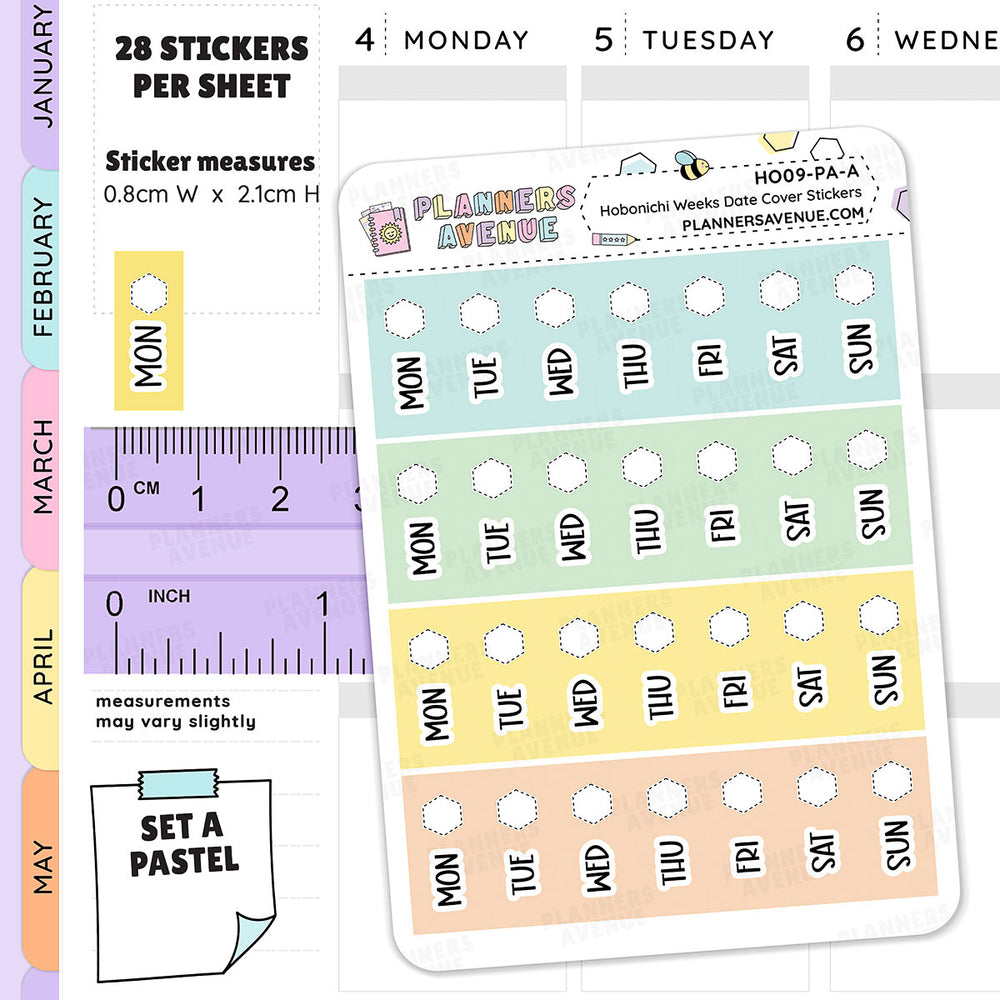 Hobonichi Weeks Date Cover Stickers