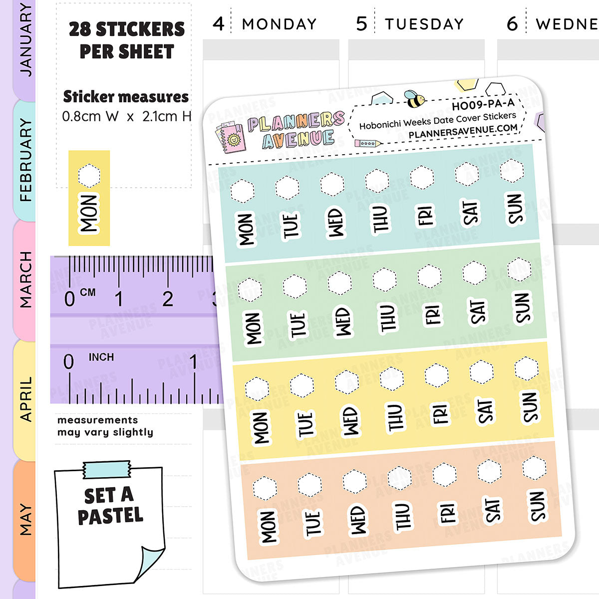 Hobonichi Weeks Date Cover Stickers