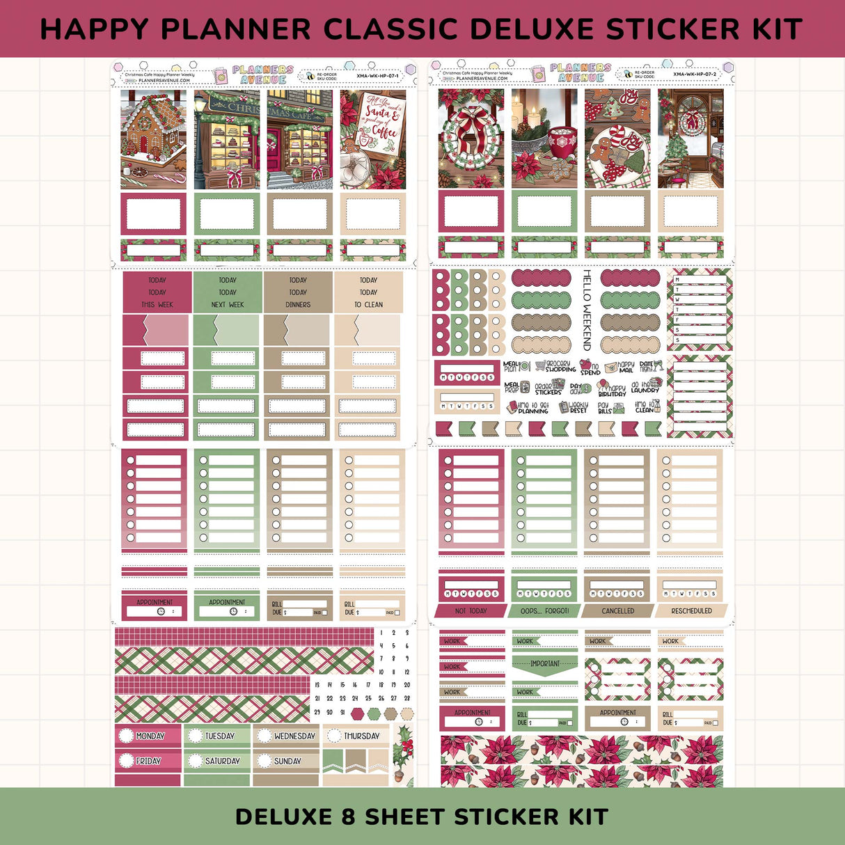 Happy Planner Classic Deluxe Sticker Kit with various planner stickers on a white background