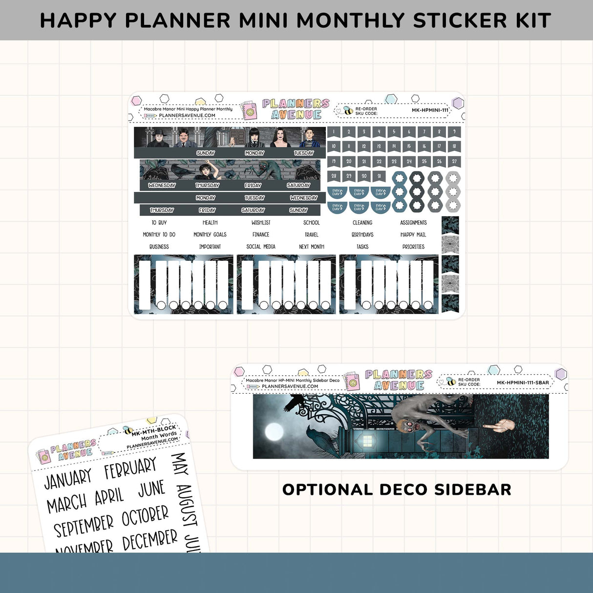 Macabre Manor Happy Planner MINI Monthly Sticker Kit