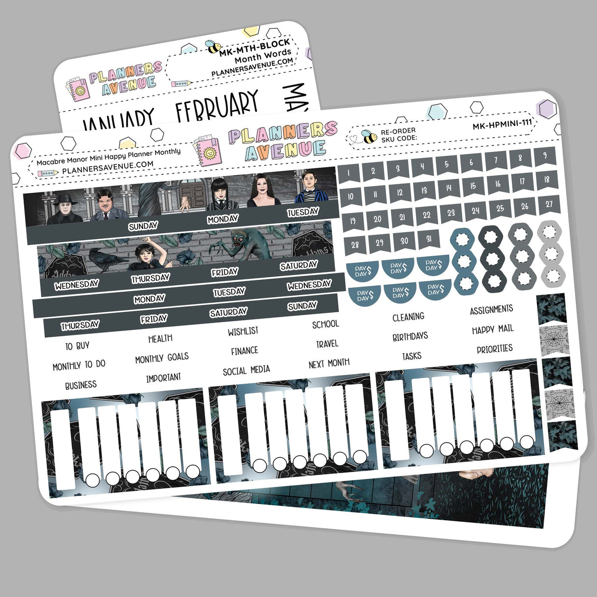 Macabre Manor Happy Planner MINI Monthly Sticker Kit