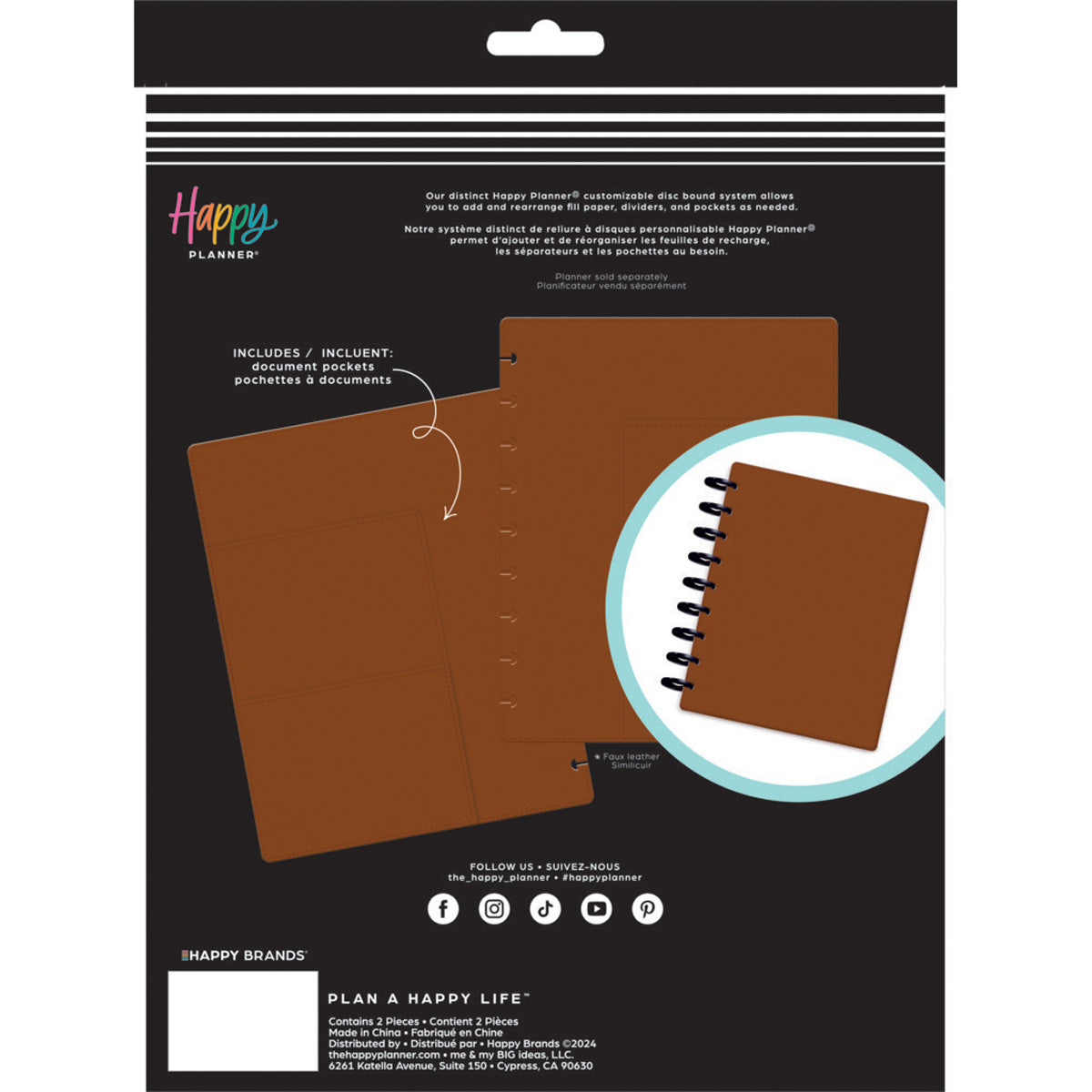 Happy Planner Camel Deluxe Classic Cover with document pockets