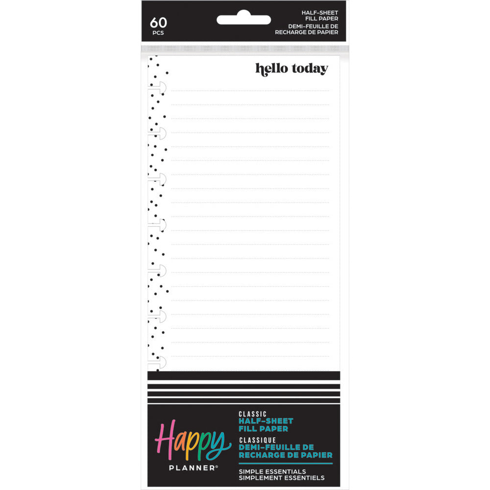 Happy Planner Everyday Simple Essentials Skinny Classic Fill Paper - Lined