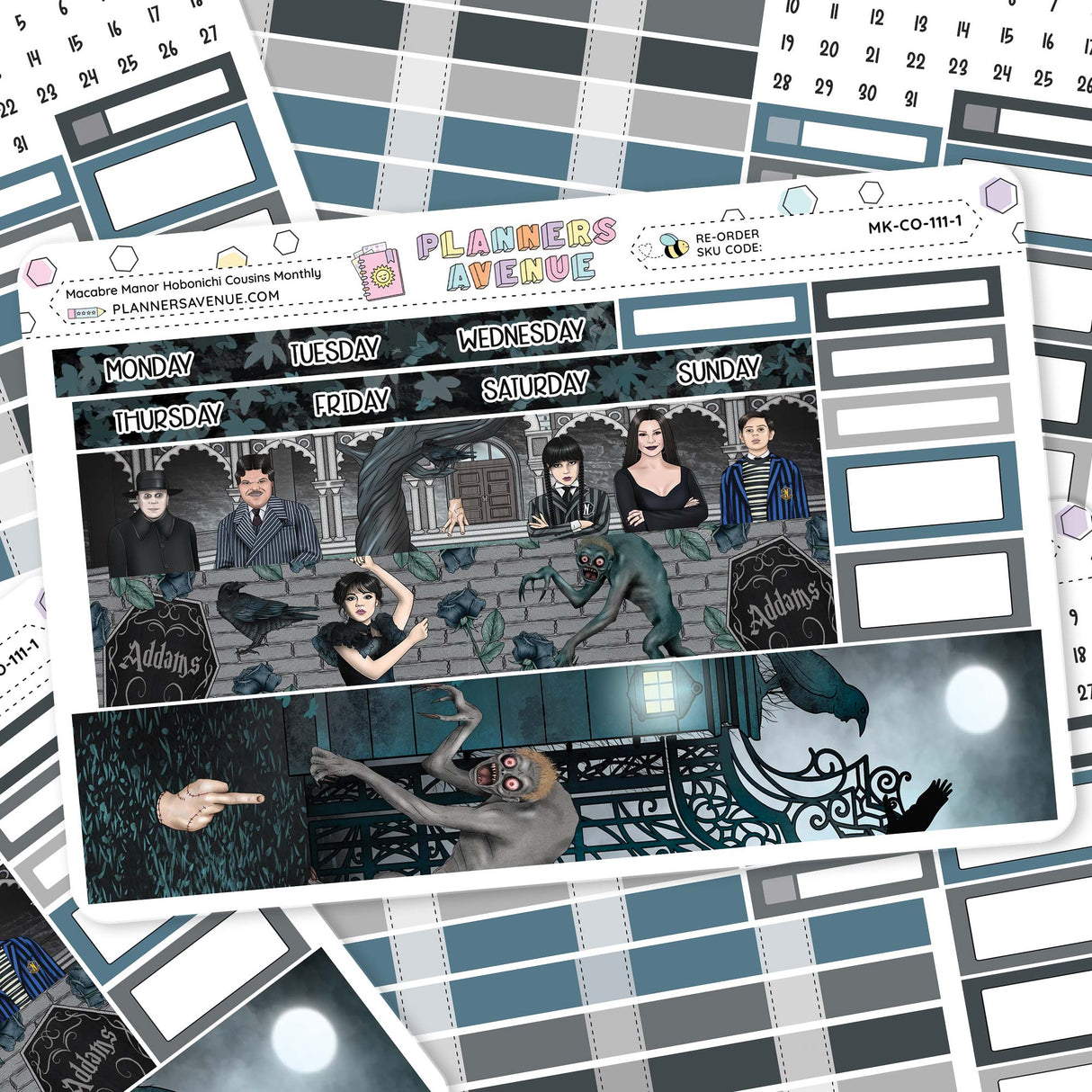 Macabre Manor Hobonichi Cousins Monthly Sticker Kit