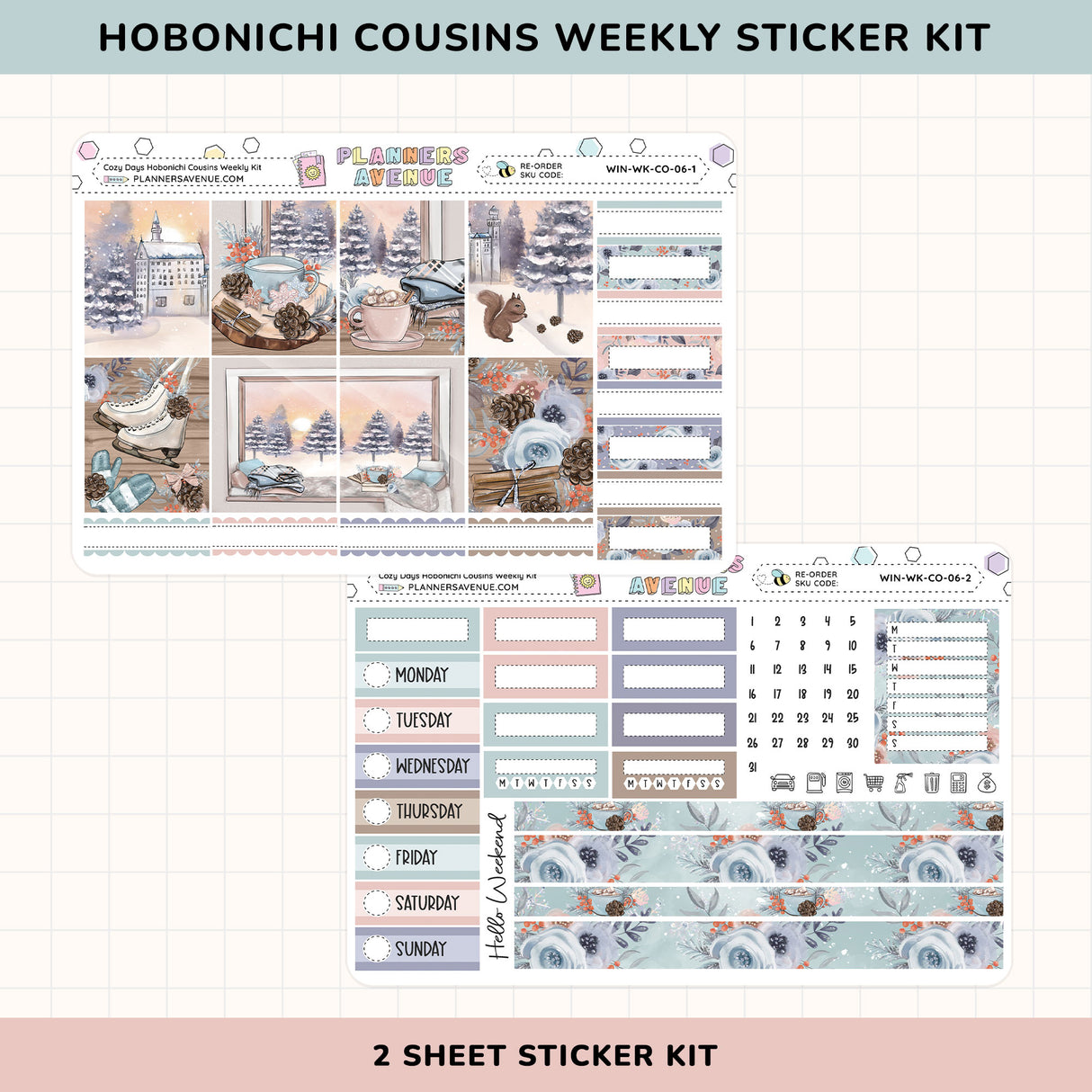 Cozy Days Hobonichi Cousins Weekly Sticker Kit