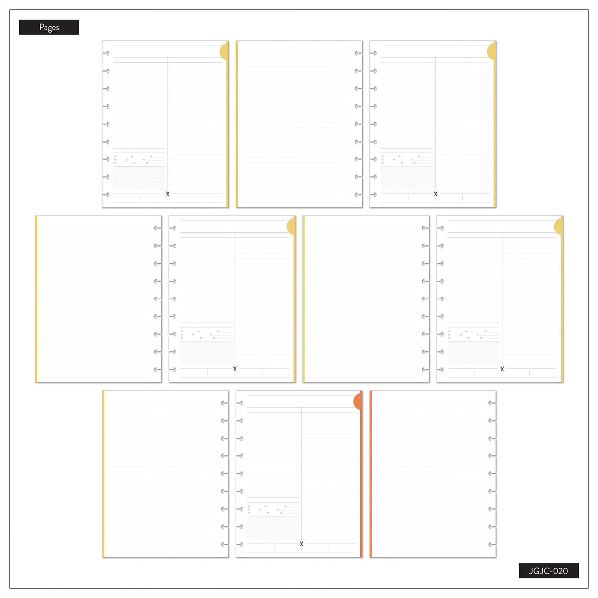 Fall Picnic guided journal pages with disc punch slots and yellow and orange accents