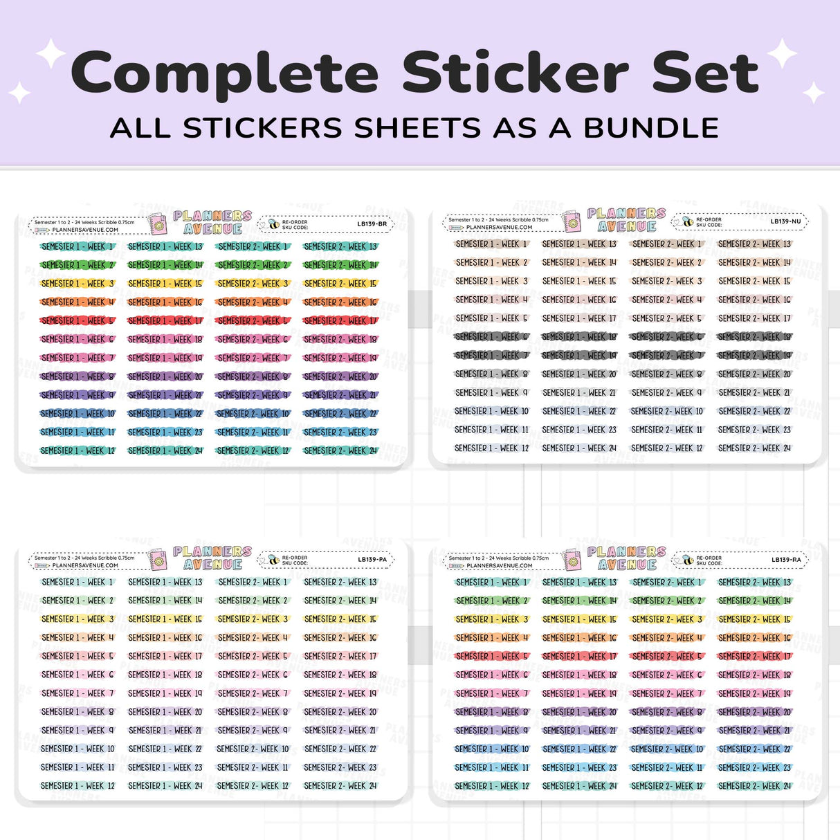 Semester 1 & 2 Week 1–24 Scribble Stickers