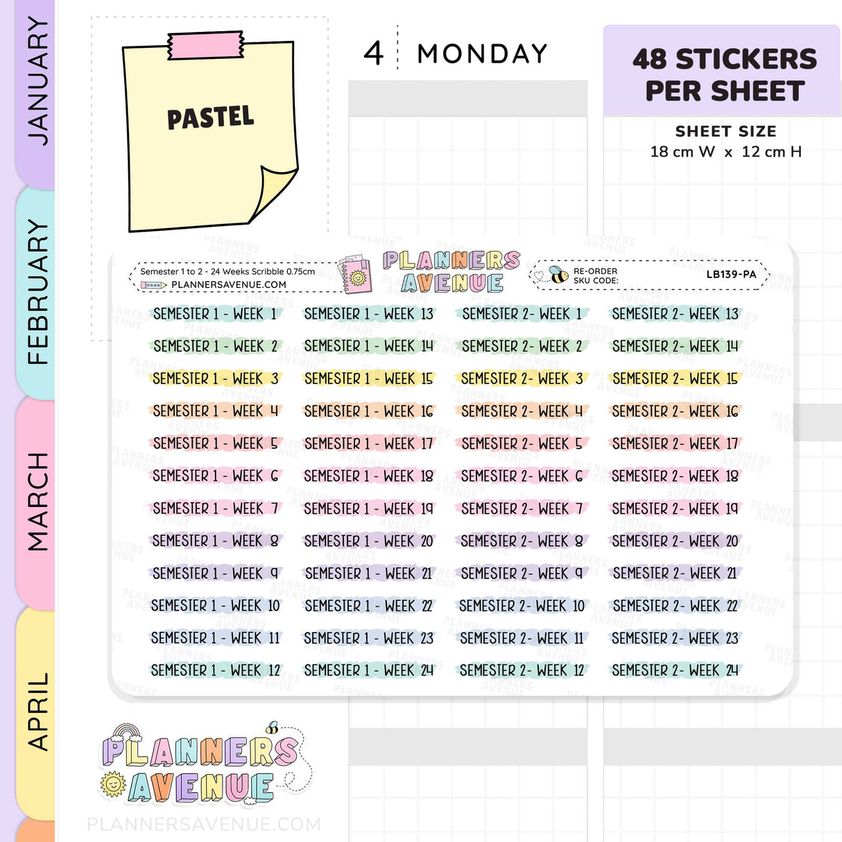 Semester 1 & 2 Week 1–24 Scribble Stickers