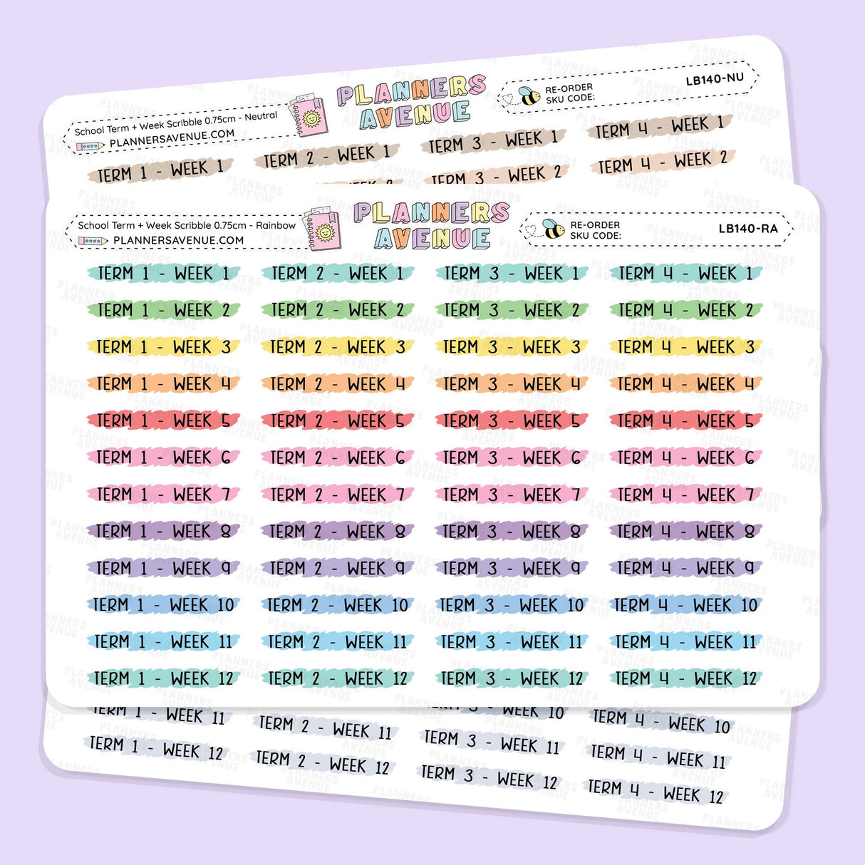 School Term Weeks Scribble Stickers