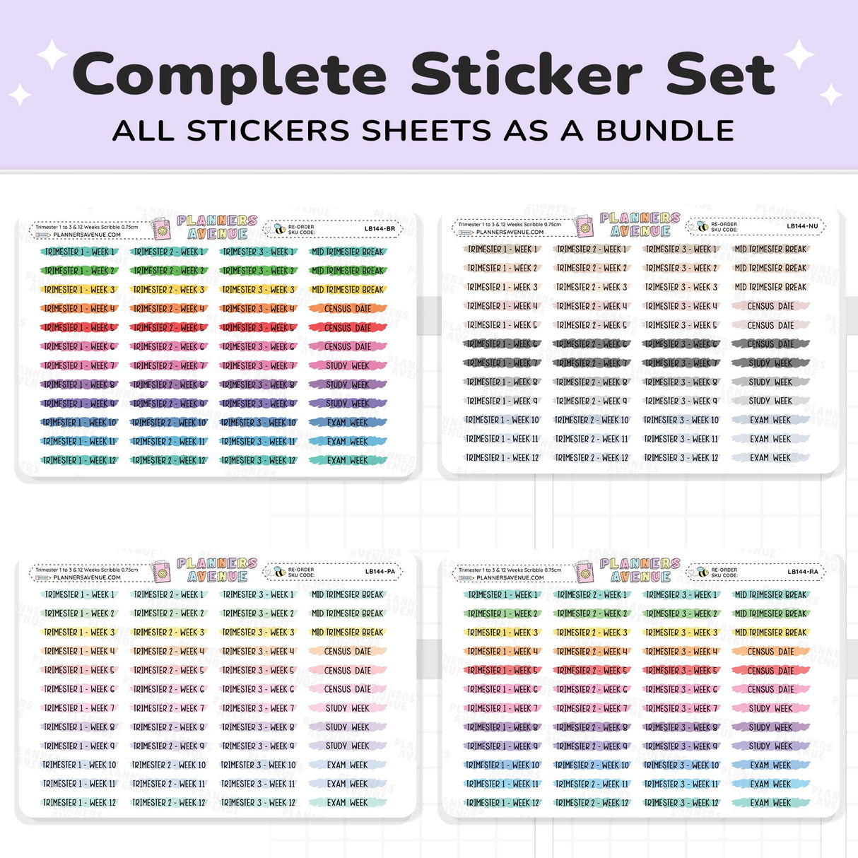Trimester 1 to 3 with 12 Weeks Scribble Stickers