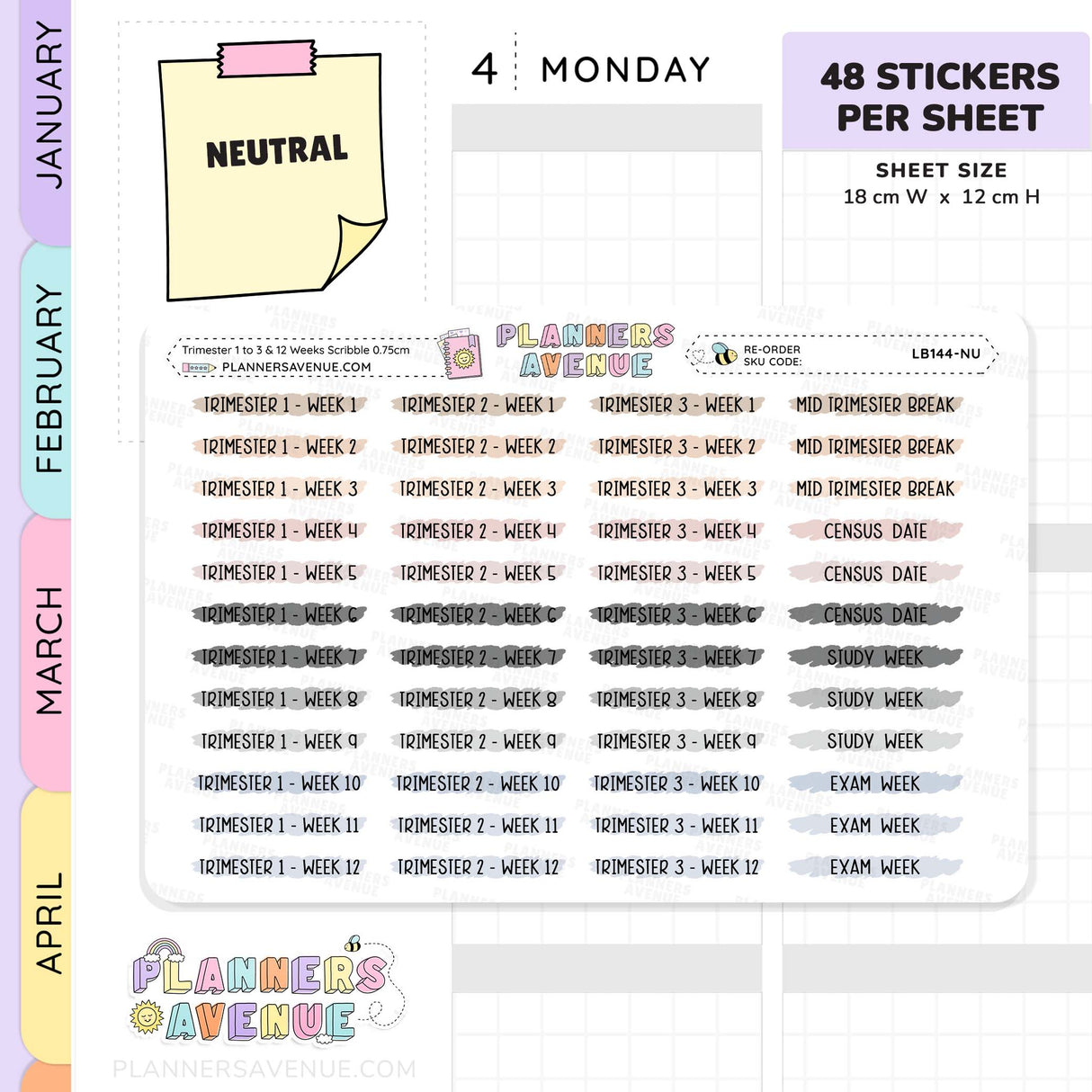 Trimester 1 to 3 with 12 Weeks Scribble Stickers
