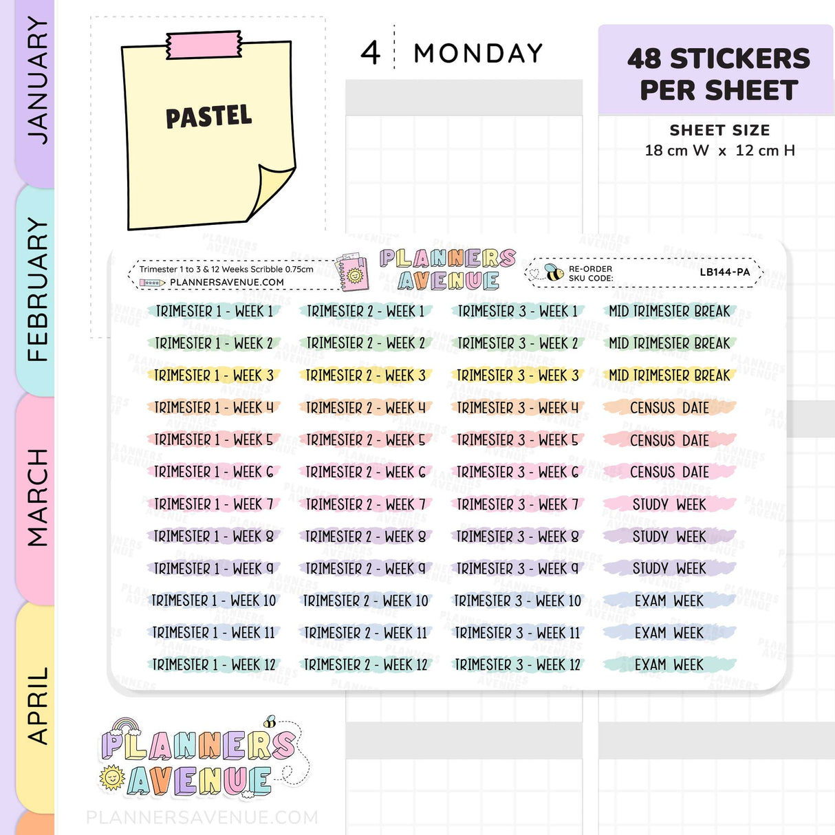Trimester 1 to 3 with 12 Weeks Scribble Stickers