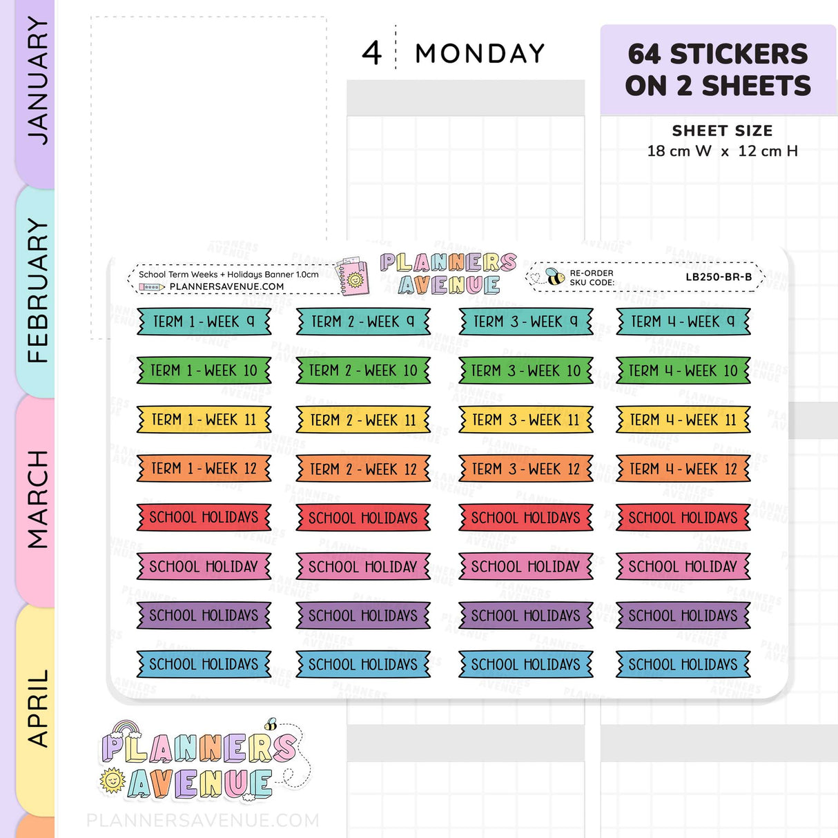 School Term & Weeks Banner Flag Stickers
