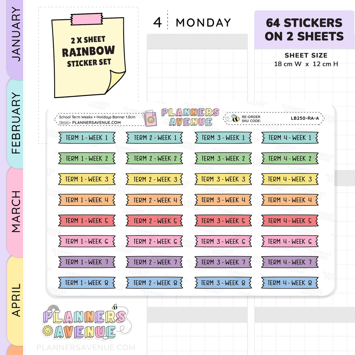 School Term & Weeks Banner Flag Stickers