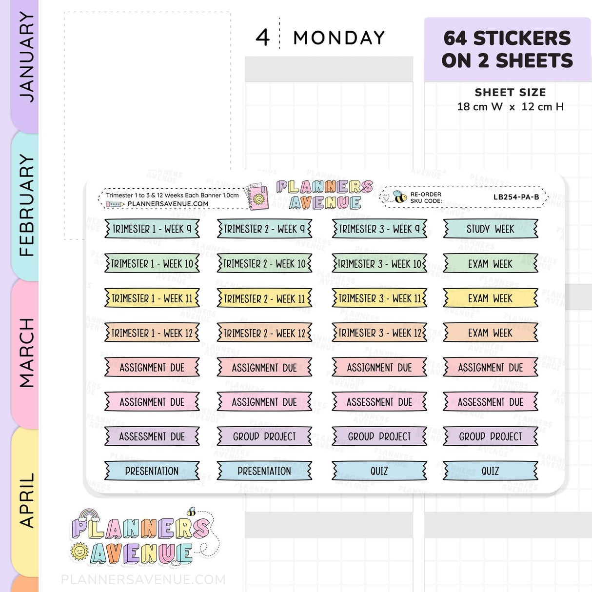 Trimester 1 to 3 with 12 Weeks Banner Flag Stickers