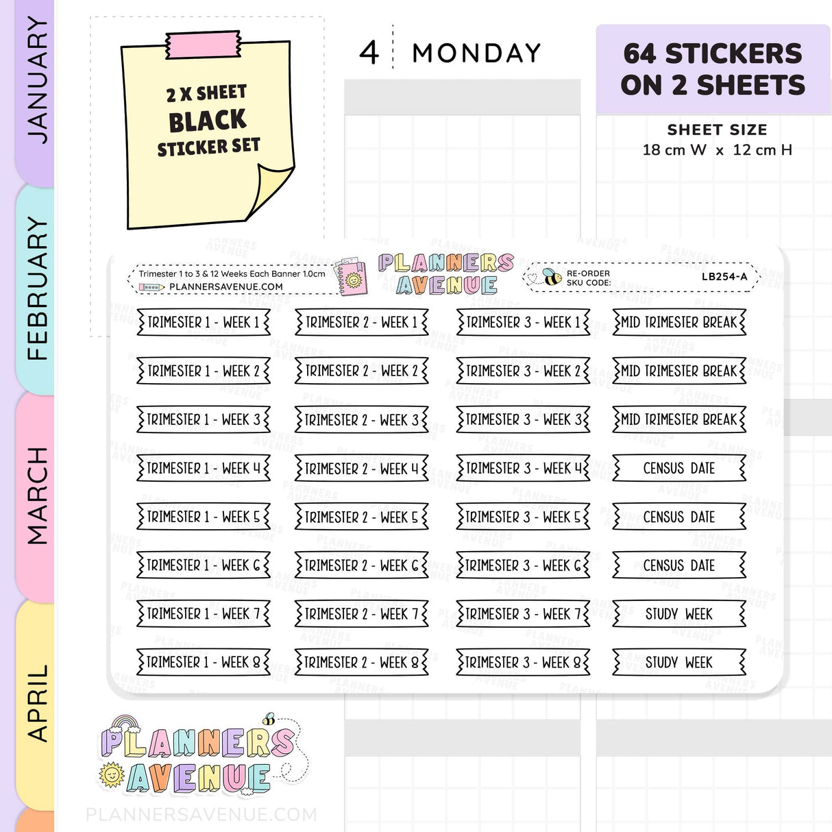 Trimester 1 to 3 with 12 Weeks Banner Flag Stickers