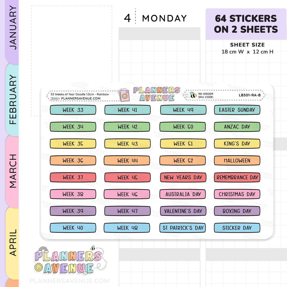 Week Of The Year Planner Stickers