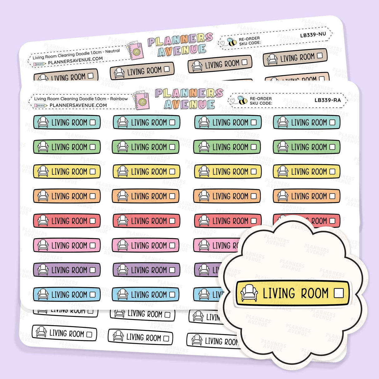 Clean Living Room Planner Stickers
