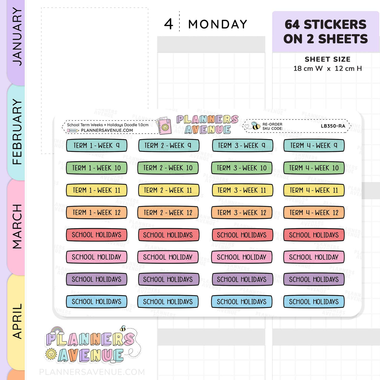 School Term Week Planner Stickers