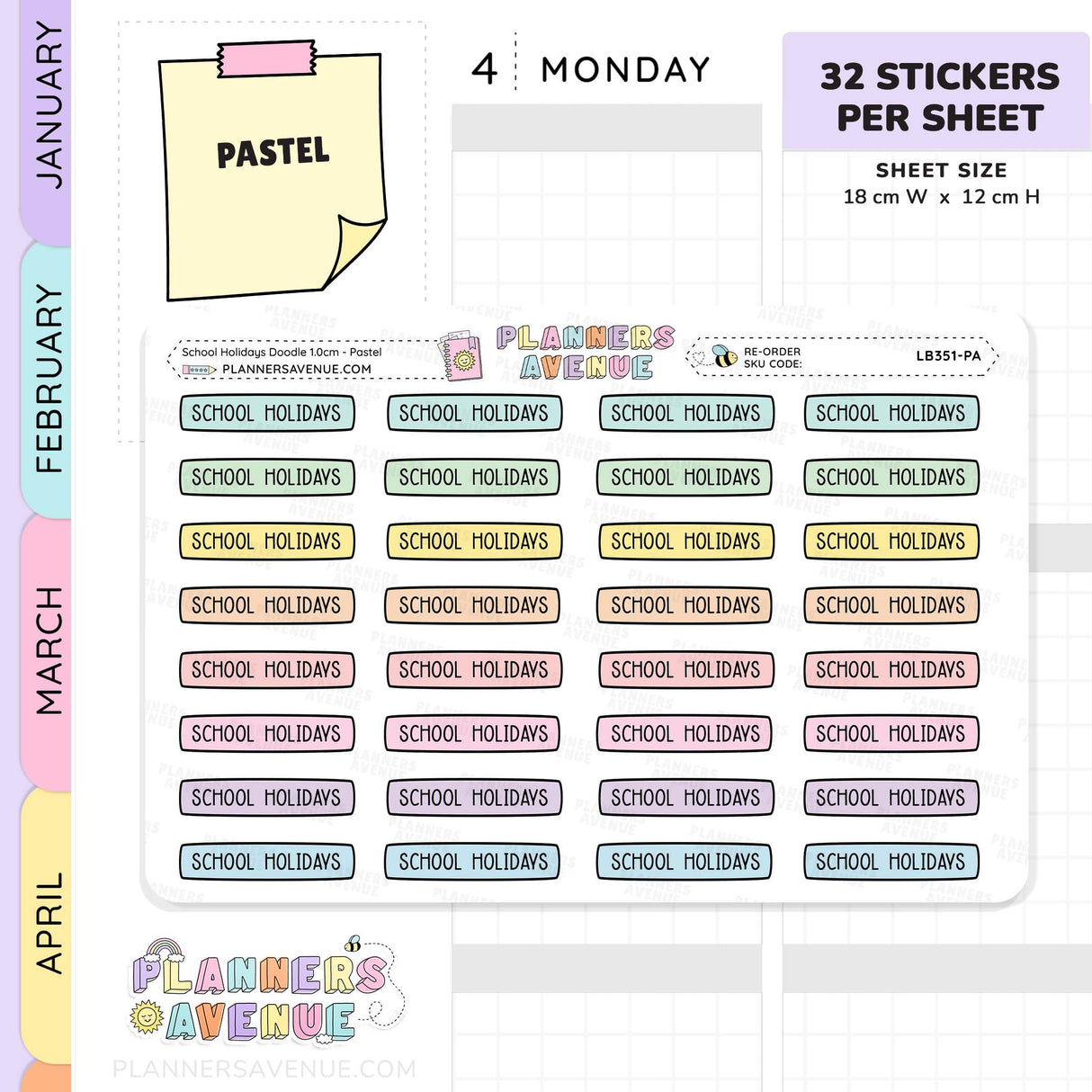 School Holiday Planner Stickers