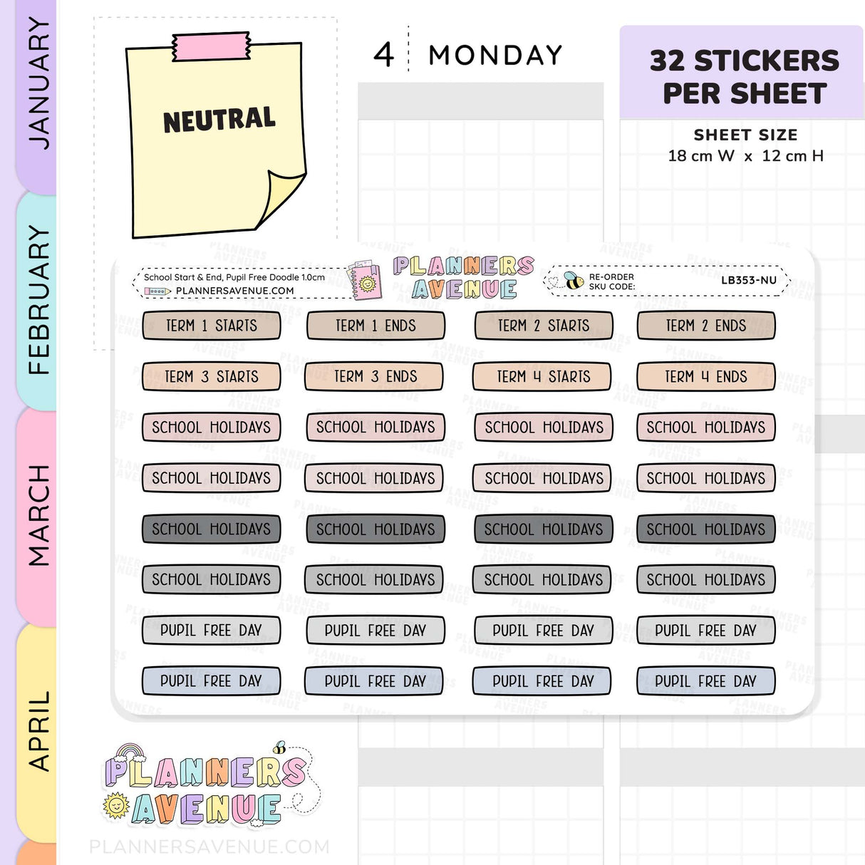 School Start & End Planner Stickers