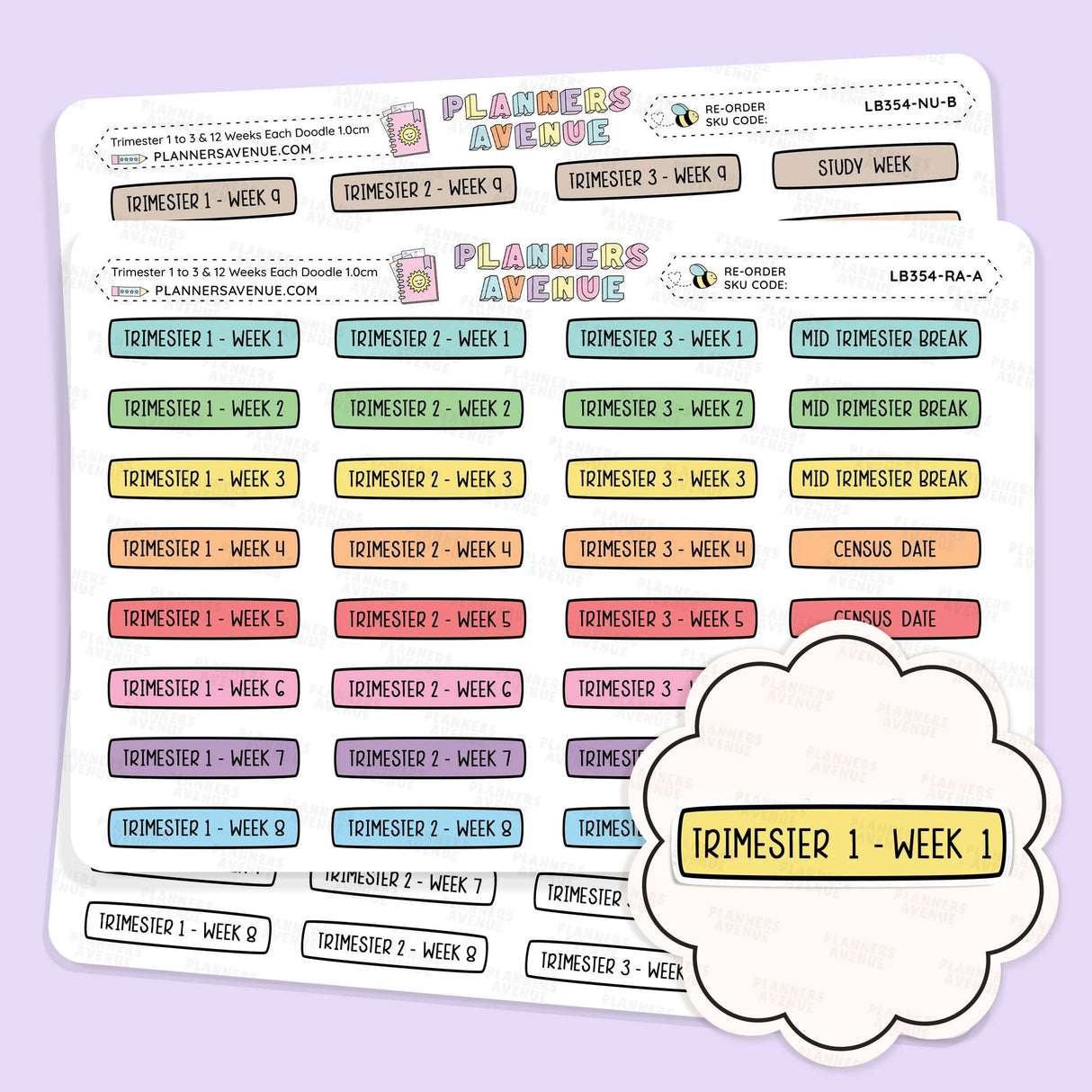 Trimester 1 to 3 with 12 Weeks Planner Stickers