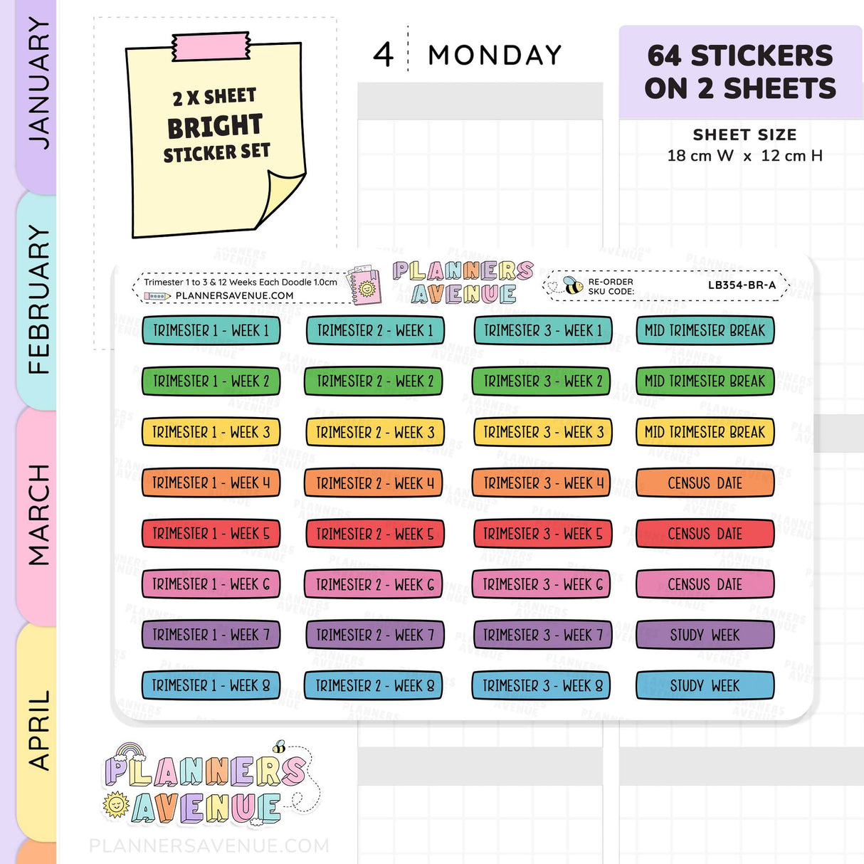 Trimester 1 to 3 with 12 Weeks Planner Stickers